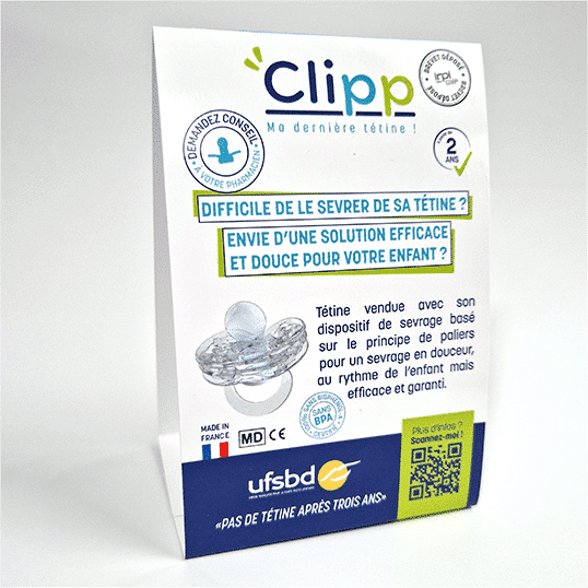 PLV de comptoir Clipp, tétine de sevrage